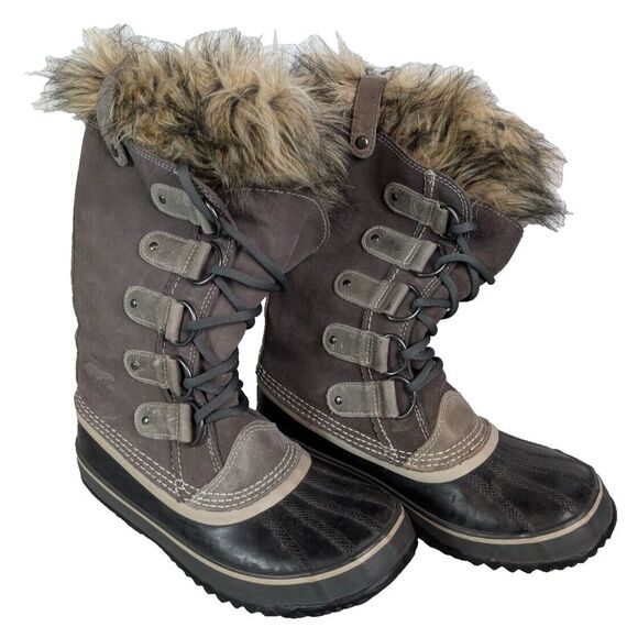 Sorel Joan of‎ Arctic Snow Gray Waterproof Leather Women's Boots NL1540-051 Sz 9 - Picture 1 of 8